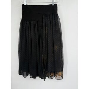 Free People Kristal Black Polka Dot and Paisley Sheer Layered Midi Skirt 4 NWT